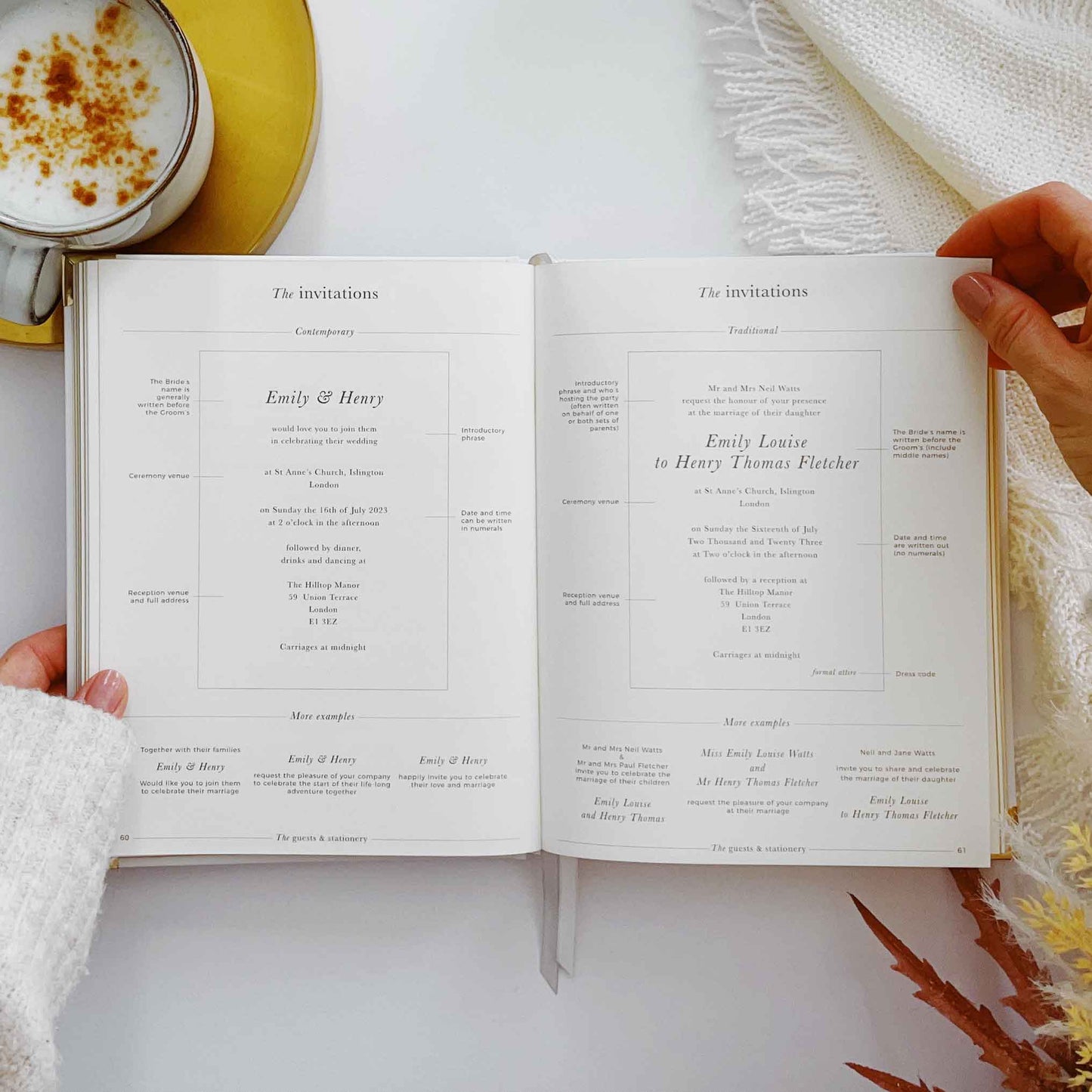 Luxury eucalyptus wedding planner book with gilded edge