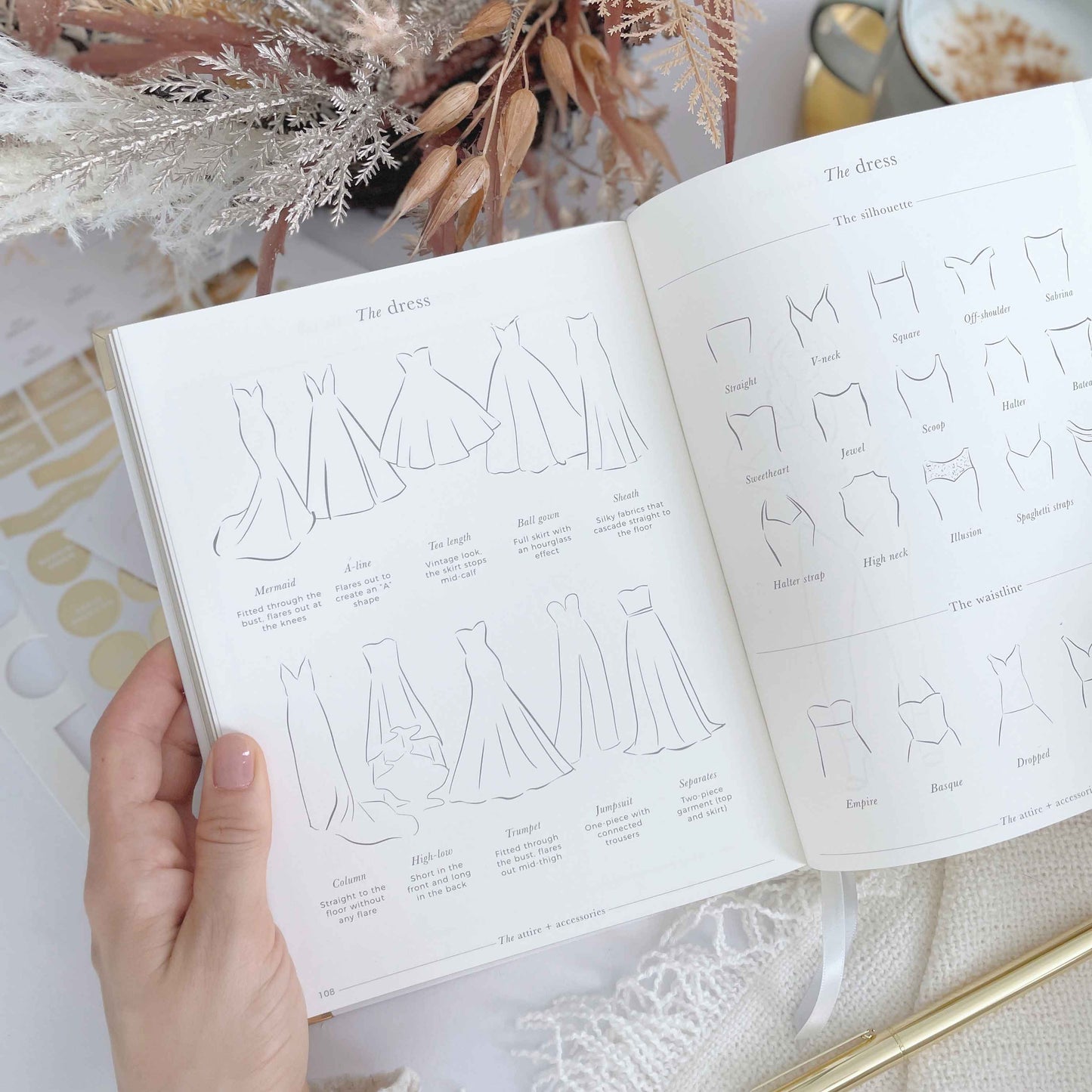 Luxury eucalyptus wedding planner book with gilded edge