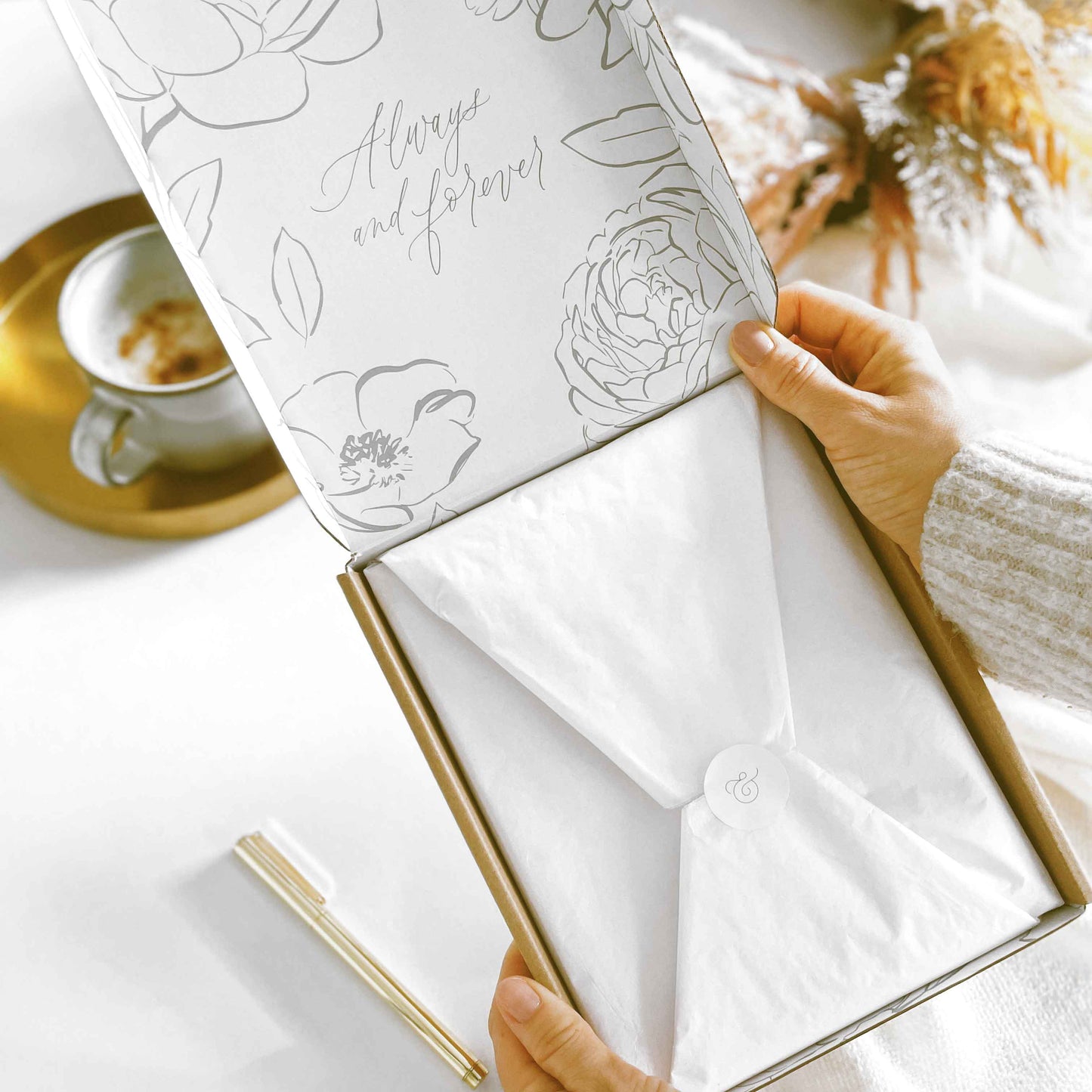 Luxury eucalyptus wedding planner book with gilded edge