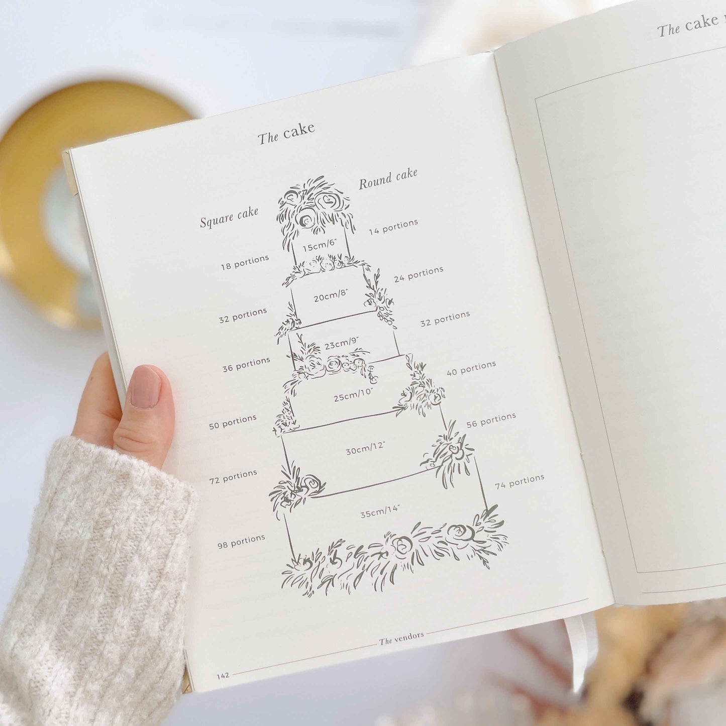 Luxury eucalyptus wedding planner book with gilded edge