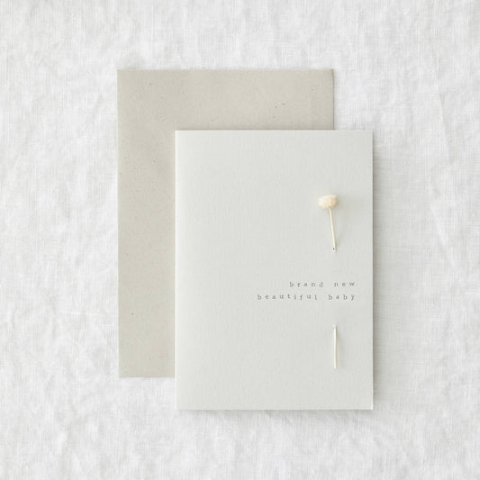 Beautiful Baby- threaded dried flower baby greeting card